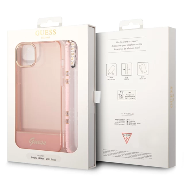 Чохол Guess Translucent Pearl Strap для iPhone 14 Pink (GUHCP14SHGCOHP)