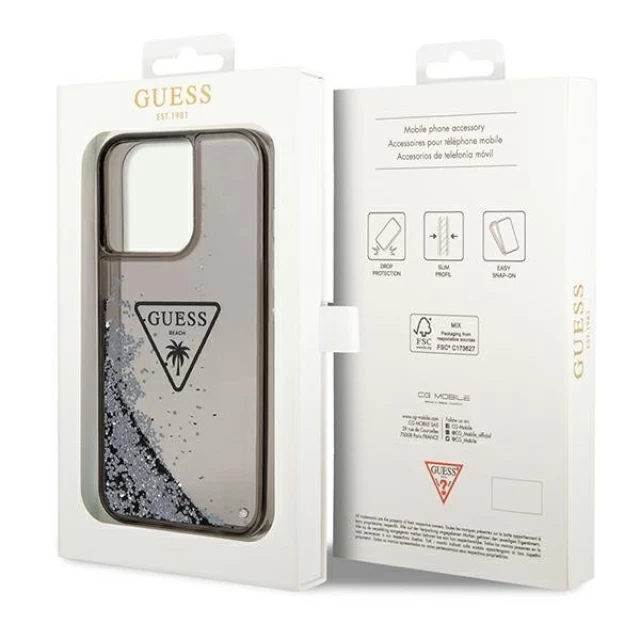 Чохол Guess Liquid Glitter Palm Collection для iPhone 14 Pro Black (GUHCP14LLFCTPK)