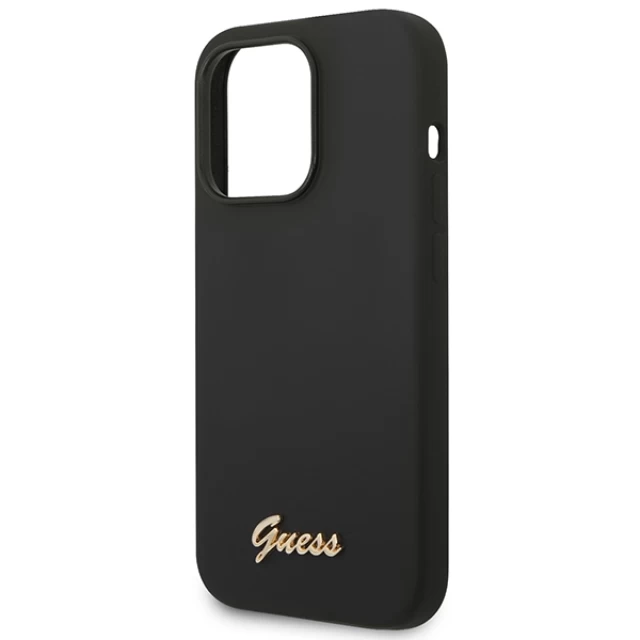 Чохол Guess Silicone Vintage Gold Logo для iPhone 14 Pro Black (GUHCP14LSLSMK)