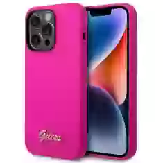 Чохол Guess Silicone Vintage Gold Logo для iPhone 14 Pro Fuschia (GUHCP14LSLSMF)