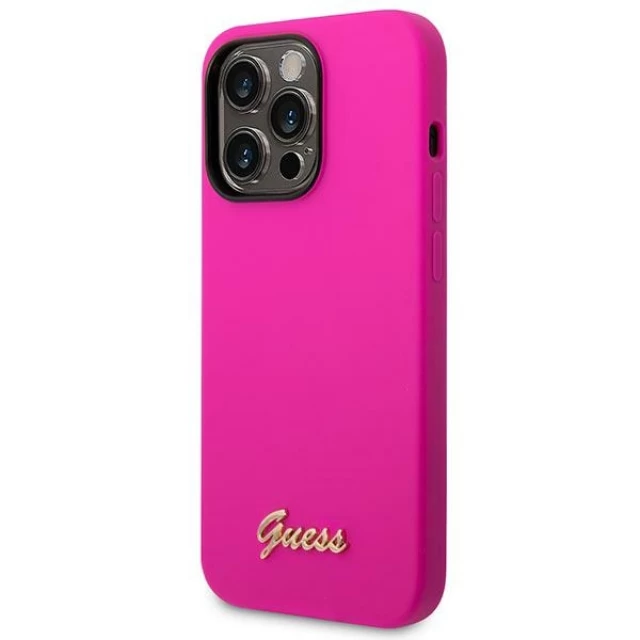 Чехол Guess Silicone Vintage Gold Logo для iPhone 14 Pro Fuschia (GUHCP14LSLSMF)