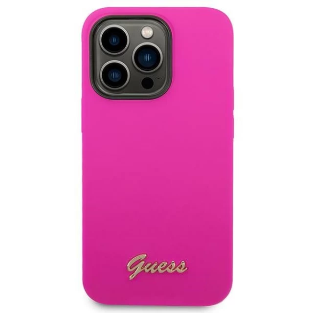 Чехол Guess Silicone Vintage Gold Logo для iPhone 14 Pro Fuschia (GUHCP14LSLSMF)