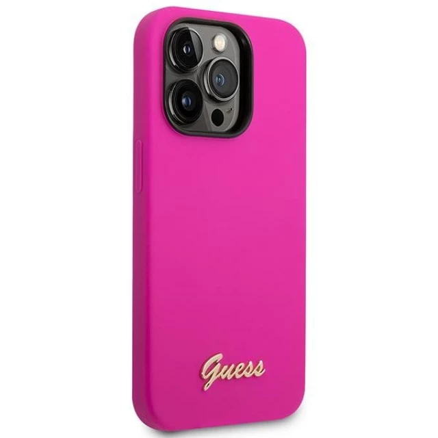 Чехол Guess Silicone Vintage Gold Logo для iPhone 14 Pro Fuschia (GUHCP14LSLSMF)