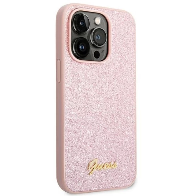 Чехол Guess Glitter Script для iPhone 14 Pro Max Pink (GUHCP14XHGGSHP)