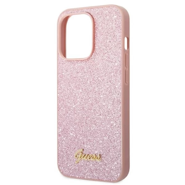 Чохол Guess Glitter Script для iPhone 14 Pro Max Pink (GUHCP14XHGGSHP)