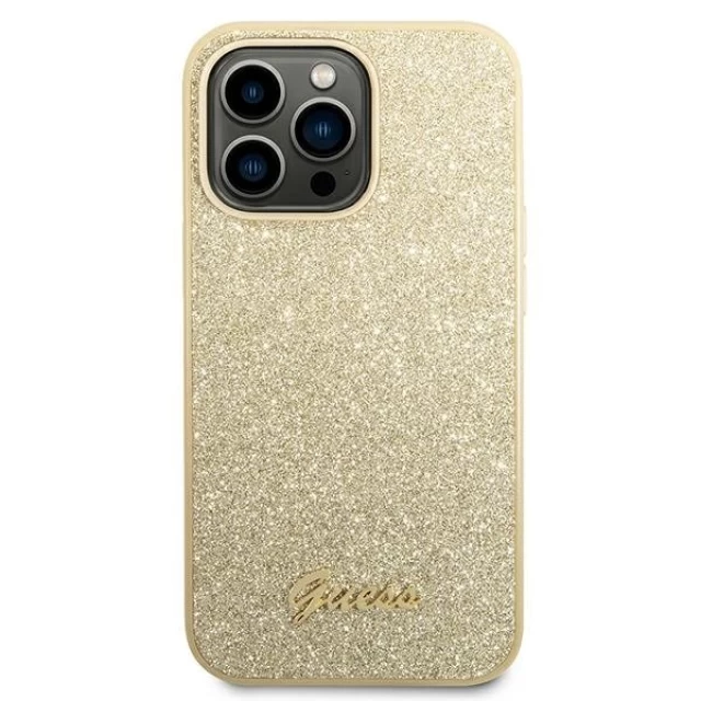 Чехол Guess Glitter Script для iPhone 14 Pro Gold (GUHCP14LHGGSHD)