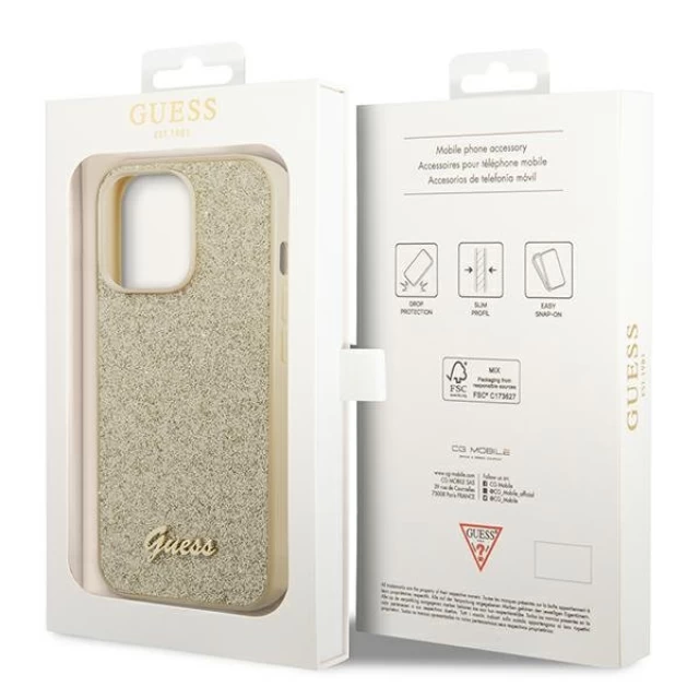 Чохол Guess Glitter Script для iPhone 14 Pro Gold (GUHCP14LHGGSHD)