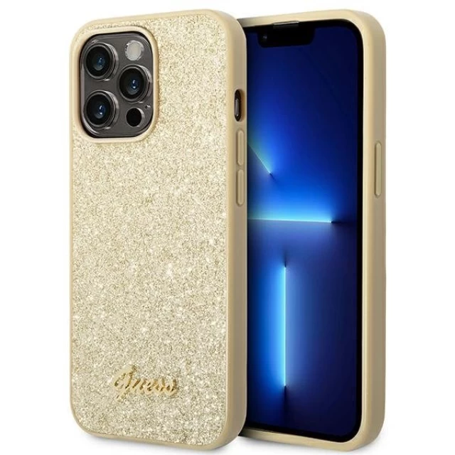 Чохол Guess Glitter Script для iPhone 14 Pro Max Gold (GUHCP14XHGGSHD)