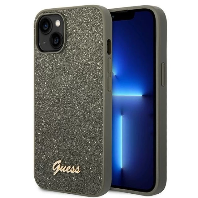 Чохол Guess Glitter Script для iPhone 14 Green (GUHCP14SHGGSHN)