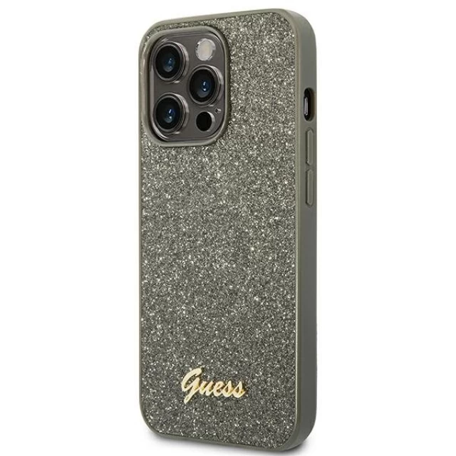 Чехол Guess Glitter Script для iPhone 14 Pro Green (GUHCP14LHGGSHN)