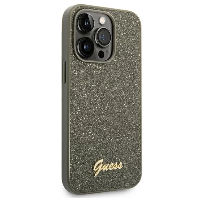 Чохол Guess Glitter Script для iPhone 14 Pro Green (GUHCP14LHGGSHN)