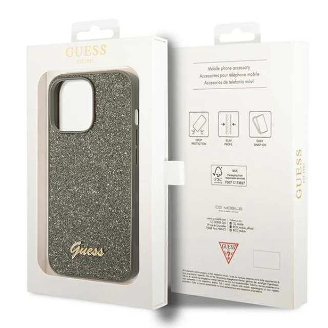 Чохол Guess Glitter Script для iPhone 14 Pro Green (GUHCP14LHGGSHN)