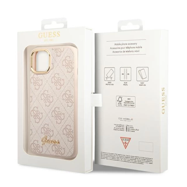 Чехол Guess 4G Vintage Gold Logo для iPhone 14 Pink (GUHCP14SHG4SHP)