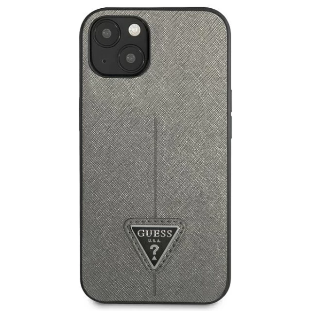 Чехол Guess Saffiano Triangle Logo для iPhone 14 Plus Silver (GUHCP14MPSATLG)