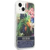 Чехол Guess Flower Liquid Glitter для iPhone 14 Plus Blue (GUHCP14MLFLSB)