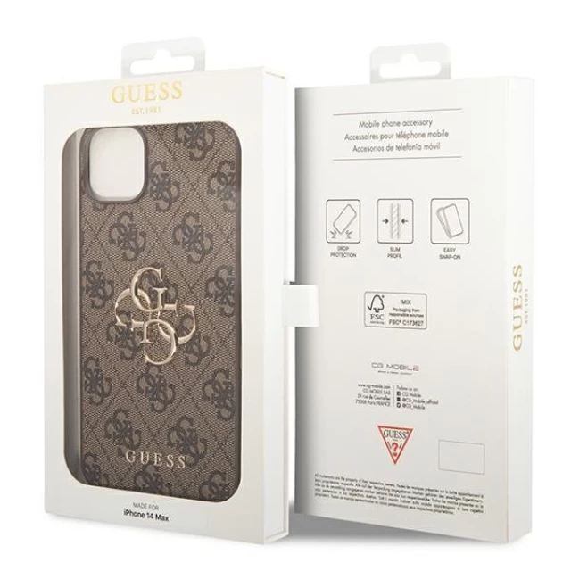 Чохол Guess 4G Big Metal Logo для iPhone 14 Brown (GUHCP14S4GMGBR)