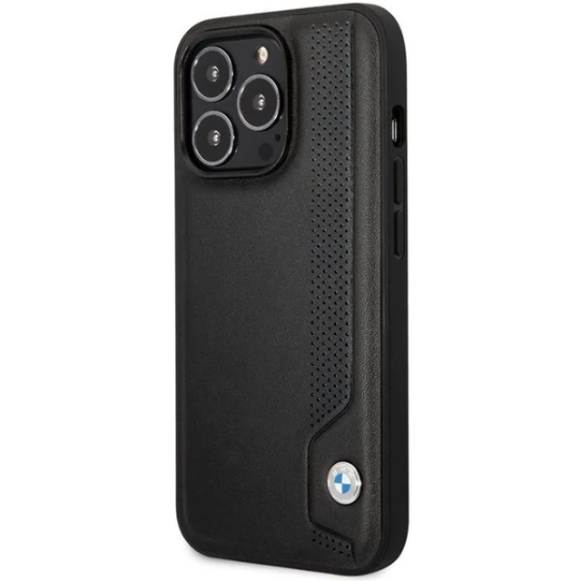 Чехол BMW для iPhone 14 Pro Max Leather Blue Dots Black (BMHCP14X22RBDK)