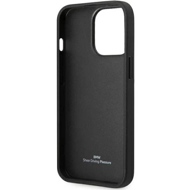 Чехол BMW для iPhone 14 Pro Max Leather Blue Dots Black (BMHCP14X22RBDK)