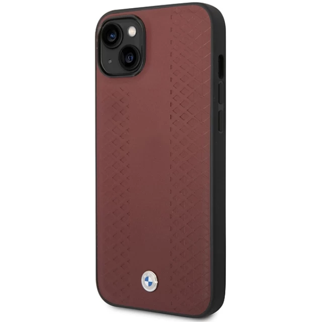 Чохол BMW для iPhone 14 Leather Diamond Pattern Burgundy (BMHCP14S22RFGR)