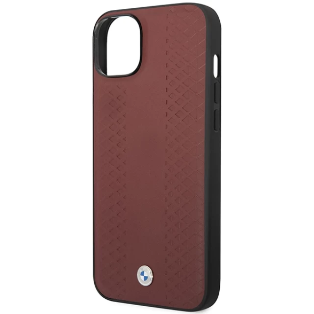 Чохол BMW для iPhone 14 Leather Diamond Pattern Burgundy (BMHCP14S22RFGR)