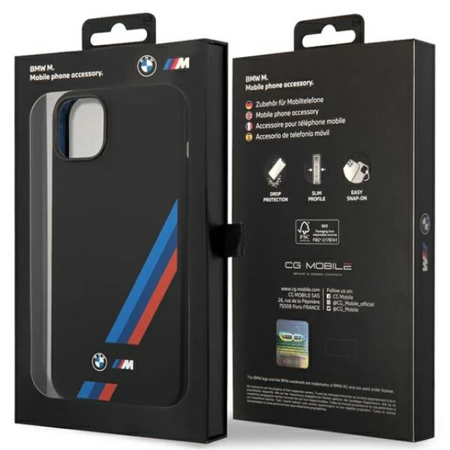 Чохол BMW для iPhone 14 Plus Silicone Slanted Sttripes Black (BMHCP14M22SOTK)