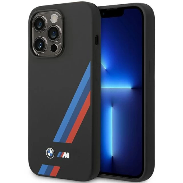 Чохол BMW для iPhone 14 Pro Silicone Slanted Sttripes Black (BMHCP14L22SOTK)