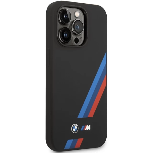 Чохол BMW для iPhone 14 Pro Silicone Slanted Sttripes Black (BMHCP14L22SOTK)