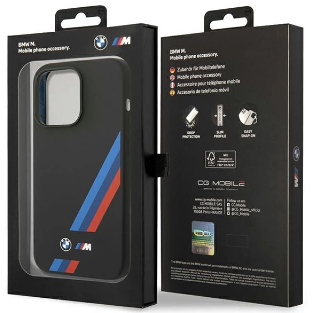 Чохол BMW для iPhone 14 Pro Silicone Slanted Sttripes Black (BMHCP14L22SOTK)