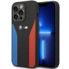 Чехол BMW для iPhone 14 Pro Silicone Blue and Red Stripes Black (BMHCP14L22SCSK)