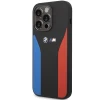 Чехол BMW для iPhone 14 Pro Silicone Blue and Red Stripes Black (BMHCP14L22SCSK)