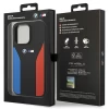 Чехол BMW для iPhone 14 Pro Silicone Blue and Red Stripes Black (BMHCP14L22SCSK)