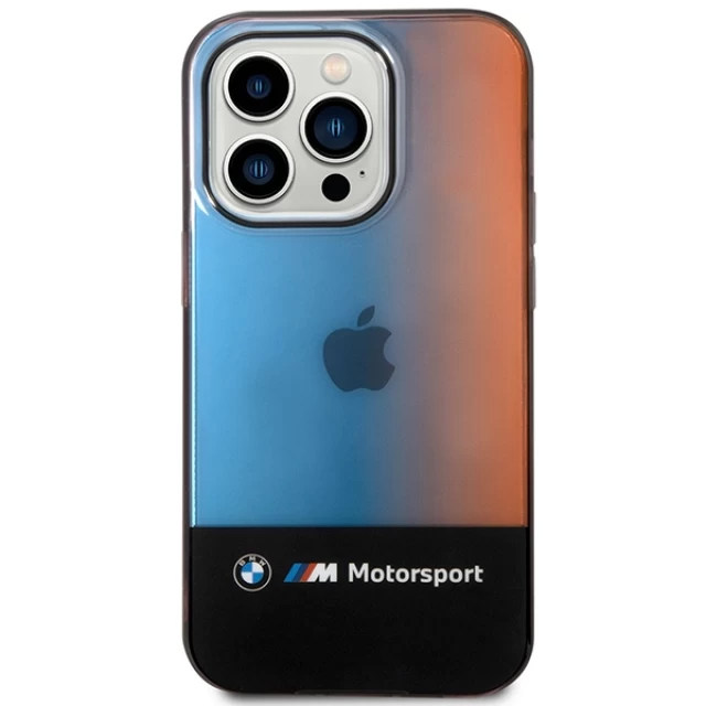 Чохол BMW для iPhone 14 Pro Half Tricolor Black (BMHCP14L22HMGK)
