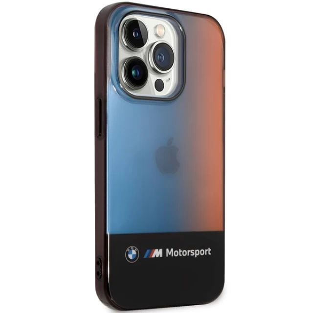 Чохол BMW для iPhone 14 Pro Half Tricolor Black (BMHCP14L22HMGK)