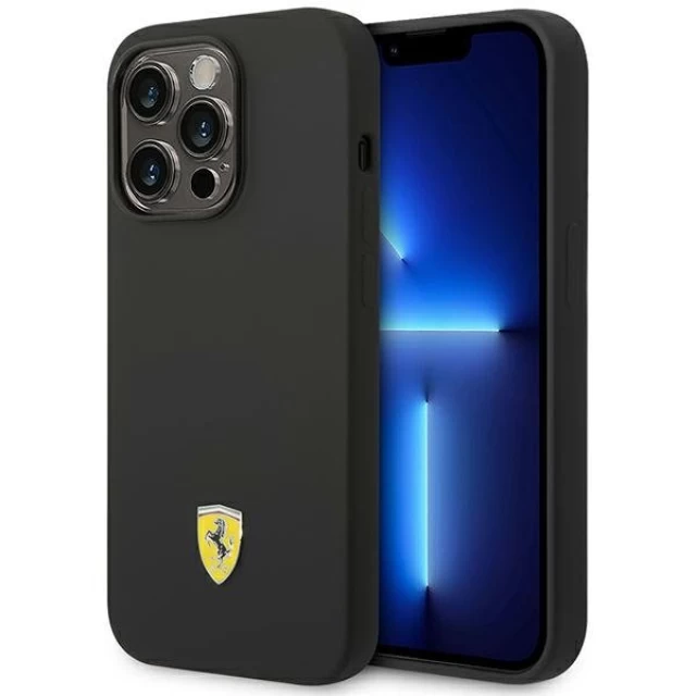 Чехол Ferrari Silicone Metal Logo для iPhone 14 Pro Black with Magsafe (FESSIHMP14LBK)