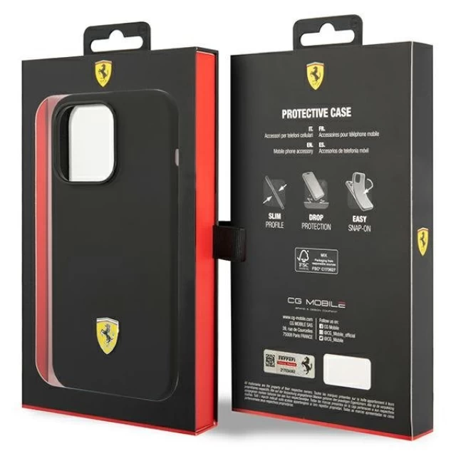 Чохол Ferrari Silicone Metal Logo для iPhone 14 Pro Black with Magsafe (FESSIHMP14LBK)