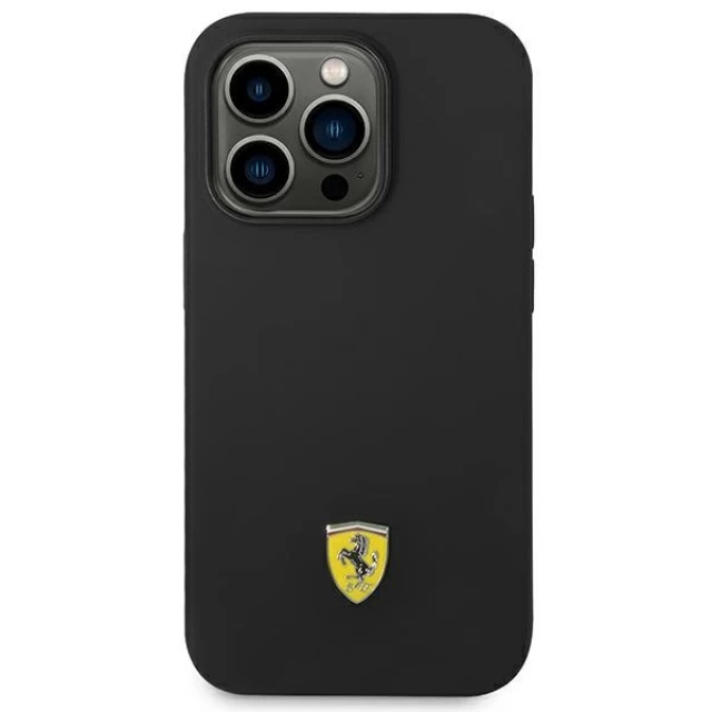 Чохол Ferrari Silicone Metal Logo для iPhone 14 Pro Max Black with Magsafe (FESSIHMP14XBK)