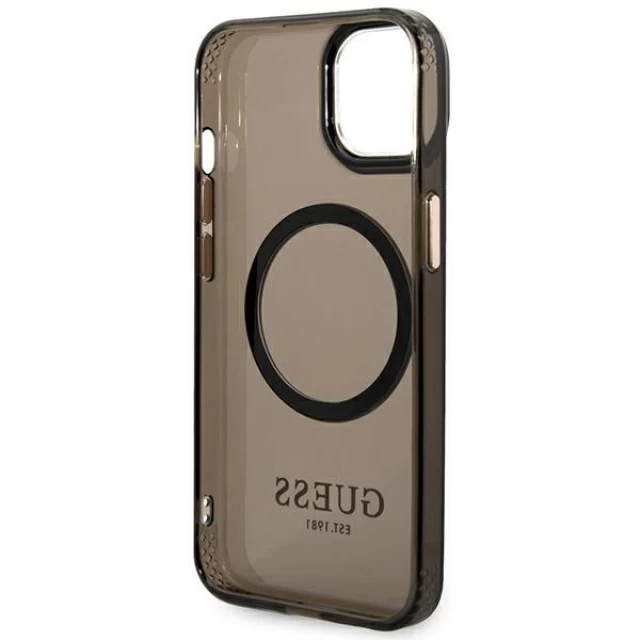 Чехол Guess Gold Outline Translucent для iPhone 14 Plus Black with MagSafe (GUHMP14MHTCMK)