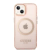Чохол Guess Gold Outline Translucent для iPhone 14 Plus Pink with MagSafe (GUHMP14MHTCMP)