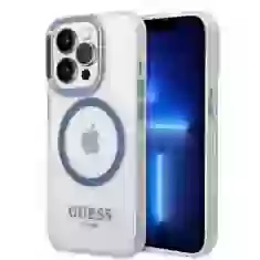 Чехол Guess Metal Outline для iPhone 14 Pro Max Blue with MagSafe (GUHMP14XHTRMB)