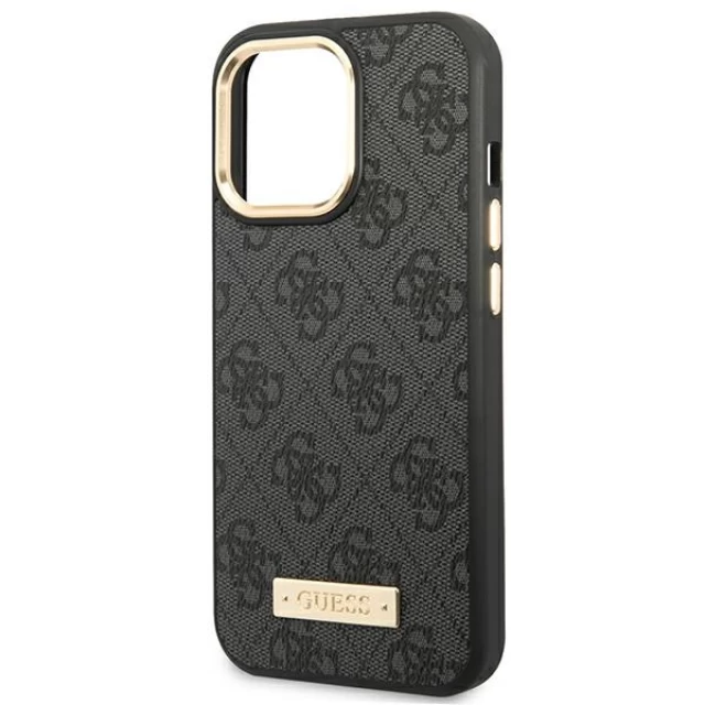 Чохол Guess 4G Logo Plate для iPhone 14 Pro Black with MagSafe (GUHMP14LU4GPRK)