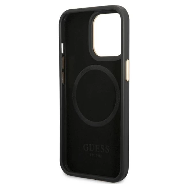Чехол Guess 4G Logo Plate для iPhone 14 Pro Max Black with MagSafe (GUHMP14XU4GPRK)