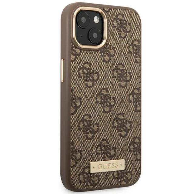 Чохол Guess 4G Logo Plate для iPhone 14 Brown with MagSafe (GUHMP14SU4GPRW)