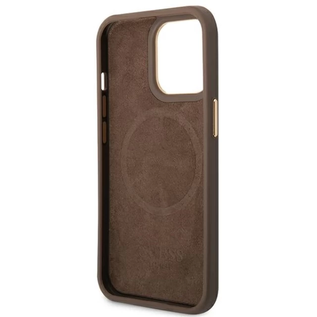 Чохол Guess 4G Logo Plate для iPhone 14 Pro Brown with MagSafe (GUHMP14LU4GPRW)