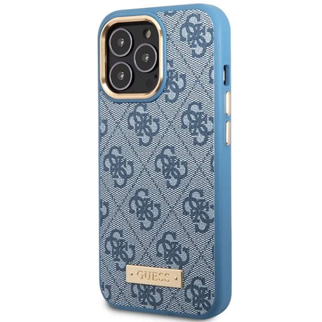 Чохол Guess 4G Logo Plate для iPhone 14 Pro Blue with MagSafe (GUHMP14LU4GPRB)