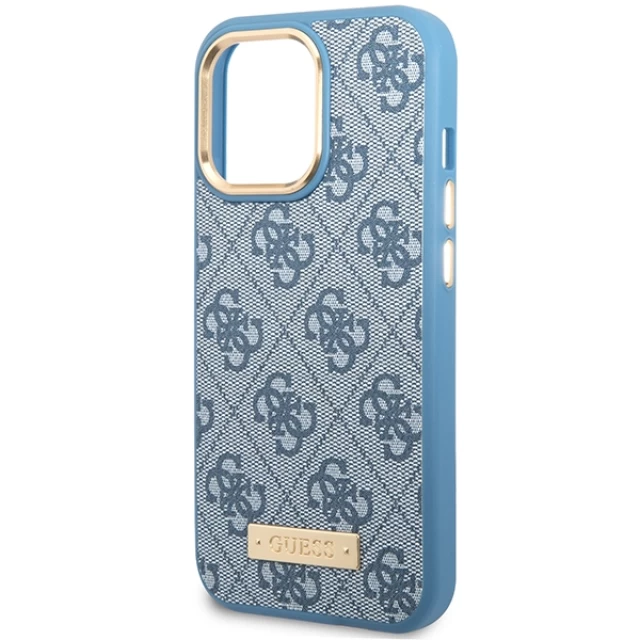 Чохол Guess 4G Logo Plate для iPhone 14 Pro Max Blue with MagSafe (GUHMP14XU4GPRB)