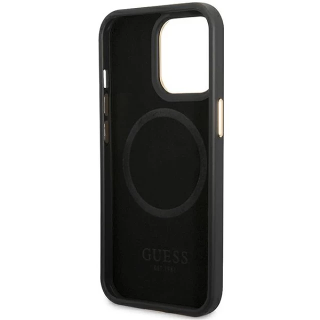 Чохол Guess Peony Logo Plate Collection для iPhone 14 Pro Black with MagSafe (GUHMP14LSAPSTK)