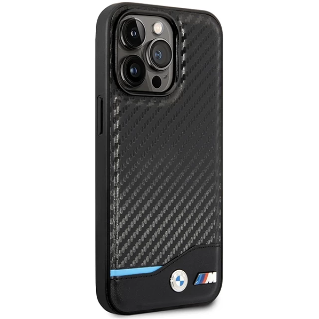 Чохол BMW для iPhone 14 Pro Leather Carbon Black with MagSafe (BMHMP14L22NBCK)