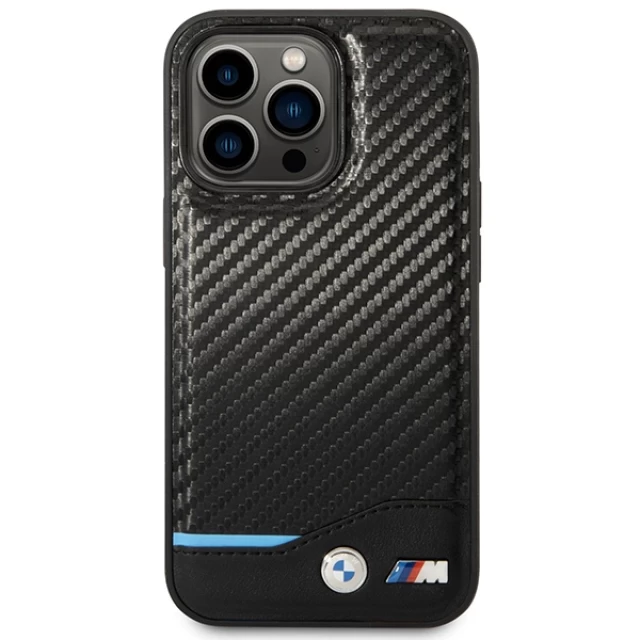 Чехол BMW для iPhone 14 Pro Max Leather Carbon Black with MagSafe (BMHMP14X22NBCK)