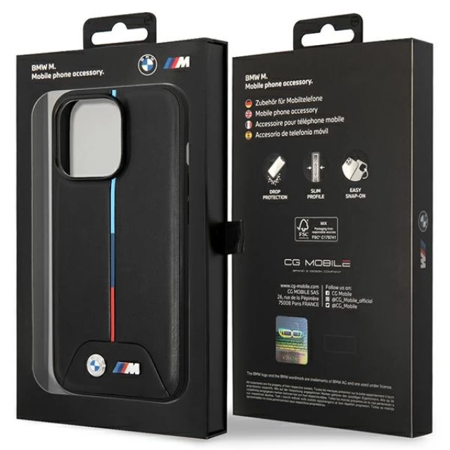 Чохол BMW Quilted Tricolor для iPhone 14 Pro Black with MagSafe (BMHMP14L22PVTK)