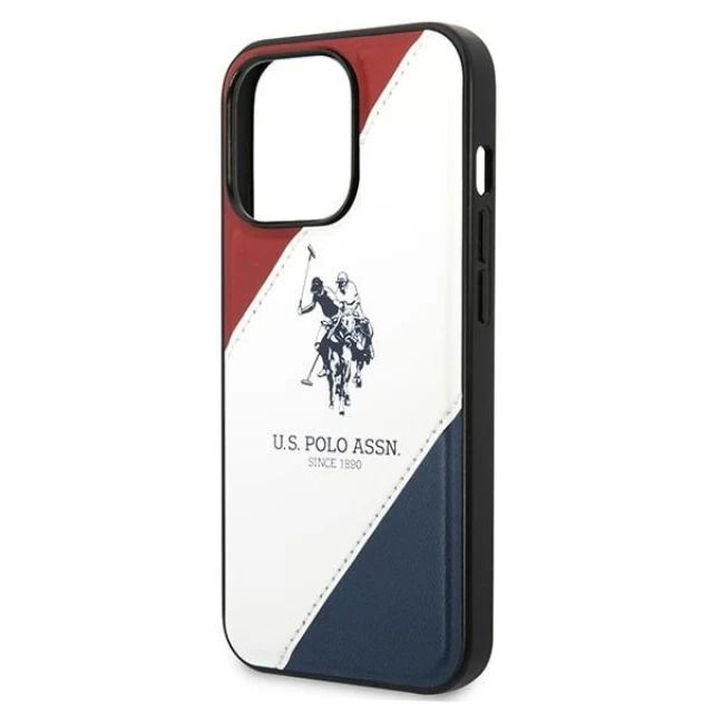 Чехол U.S. Polo Assn. Tricolor Embossed для iPhone 14 Pro White (USHCP14LPSO3)